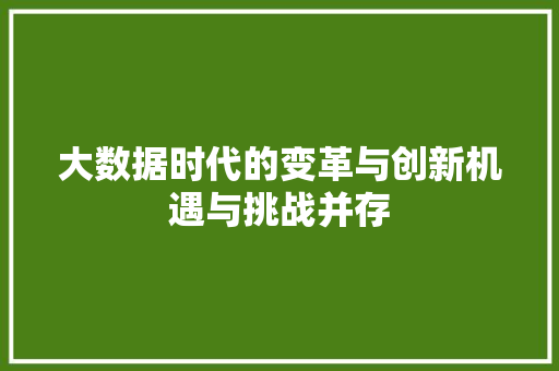 大数据时代的变革与创新机遇与挑战并存
