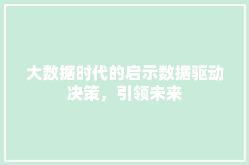 大数据时代的启示数据驱动决策，引领未来  第1张