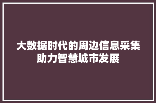 大数据时代的周边信息采集助力智慧城市发展