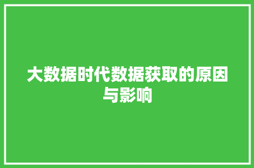 大数据时代数据获取的原因与影响  第1张