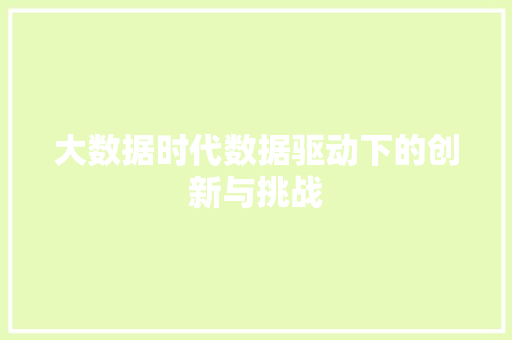 大数据时代数据驱动下的创新与挑战  第1张
