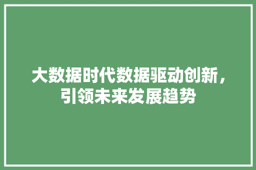 大数据时代数据驱动创新，引领未来发展趋势  第1张