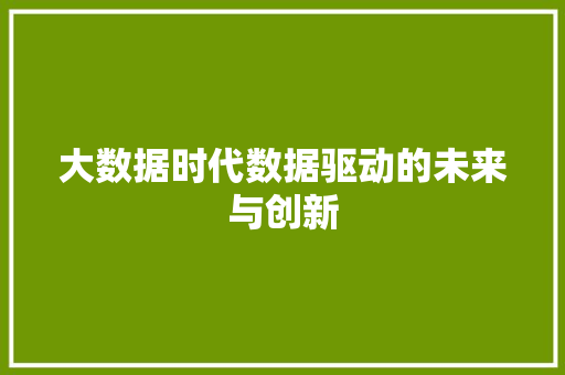 大数据时代数据驱动的未来与创新  第1张