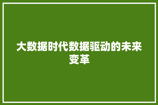 大数据时代数据驱动的未来变革  第1张