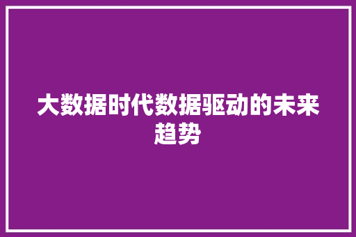 大数据时代数据驱动的未来趋势