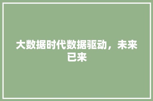 大数据时代数据驱动，未来已来