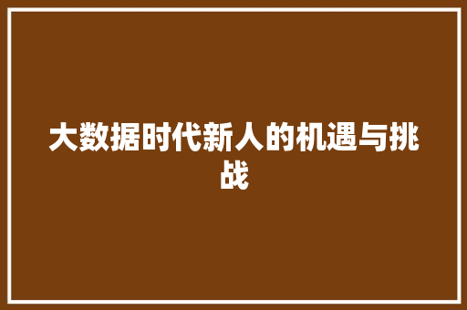 大数据时代新人的机遇与挑战