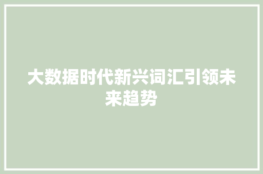 大数据时代新兴词汇引领未来趋势