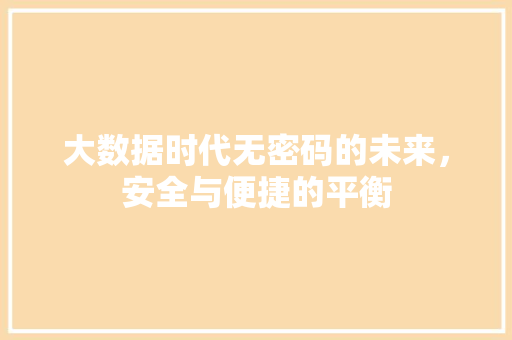 大数据时代无密码的未来，安全与便捷的平衡  第1张