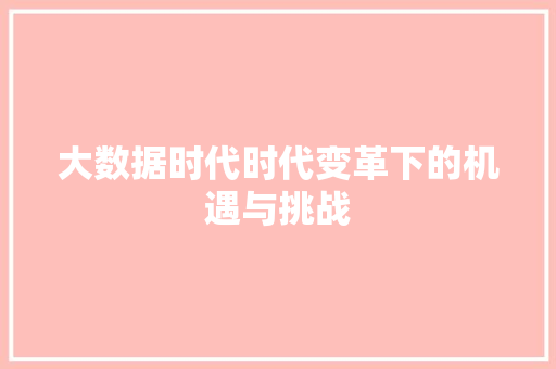 大数据时代时代变革下的机遇与挑战  第1张