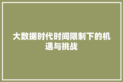 大数据时代时间限制下的机遇与挑战  第1张