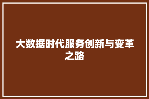 大数据时代服务创新与变革之路  第1张