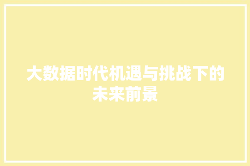 大数据时代机遇与挑战下的未来前景  第1张