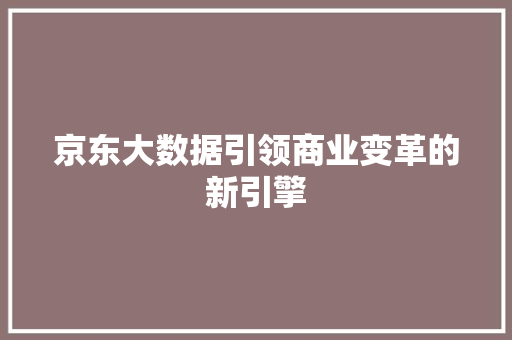 京东大数据引领商业变革的新引擎  第1张