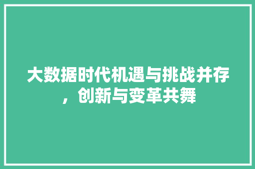 大数据时代机遇与挑战并存，创新与变革共舞  第1张