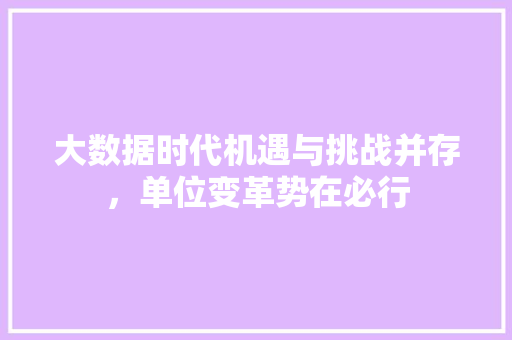大数据时代机遇与挑战并存，单位变革势在必行