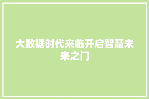 大数据时代来临开启智慧未来之门  第1张