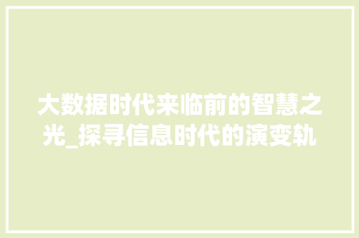 大数据时代来临前的智慧之光_探寻信息时代的演变轨迹  第1张