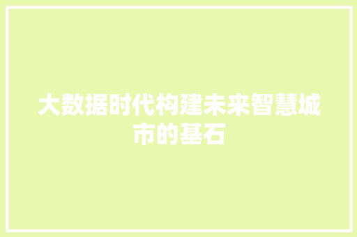 大数据时代构建未来智慧城市的基石  第1张
