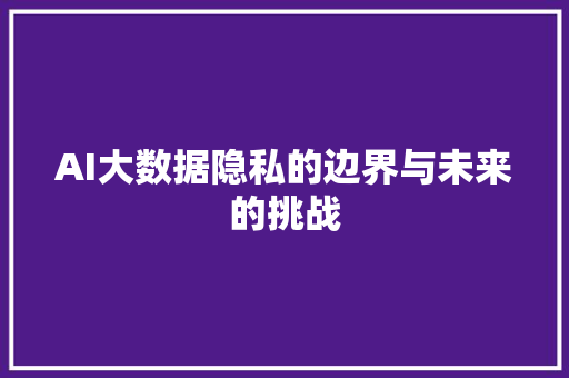 AI大数据隐私的边界与未来的挑战