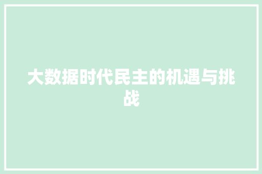 大数据时代民主的机遇与挑战