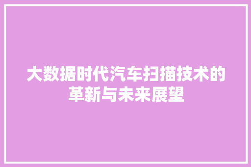大数据时代汽车扫描技术的革新与未来展望  第1张