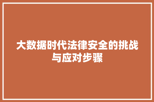 大数据时代法律安全的挑战与应对步骤
