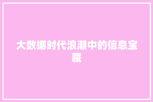 大数据时代浪潮中的信息宝藏