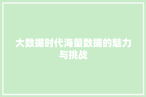 大数据时代海量数据的魅力与挑战