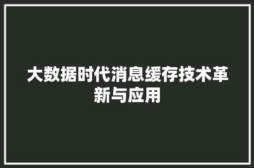 大数据时代消息缓存技术革新与应用  第1张