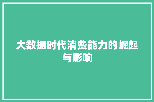 大数据时代消费能力的崛起与影响  第1张