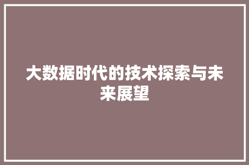大数据时代的技术探索与未来展望  第1张