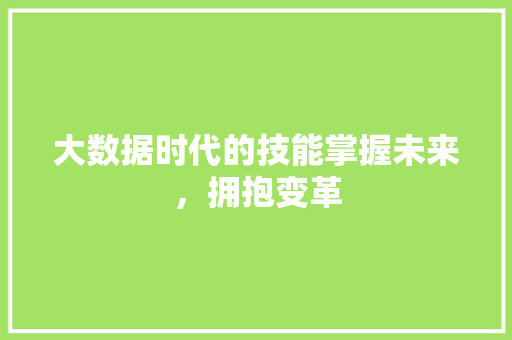 大数据时代的技能掌握未来，拥抱变革