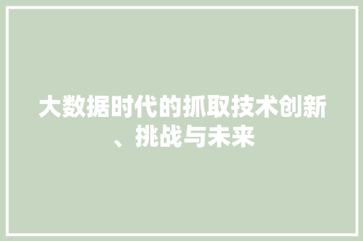 大数据时代的抓取技术创新、挑战与未来  第1张