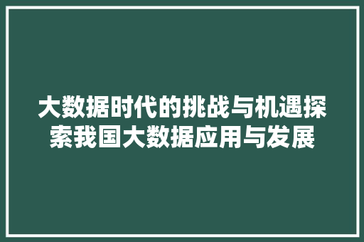 大数据时代的挑战与机遇探索我国大数据应用与发展  第1张