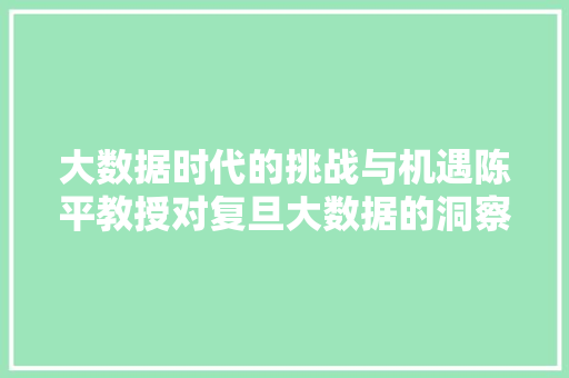 大数据时代的挑战与机遇陈平教授对复旦大数据的洞察