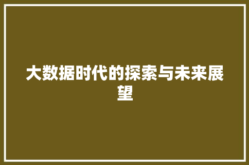 大数据时代的探索与未来展望  第1张
