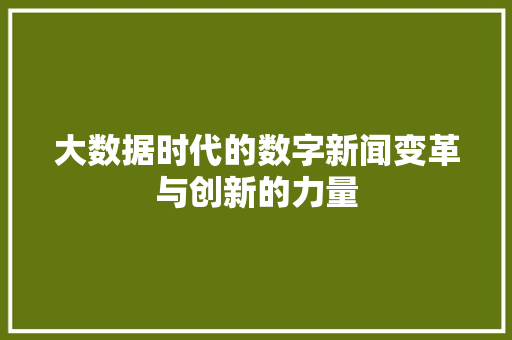 大数据时代的数字新闻变革与创新的力量  第1张