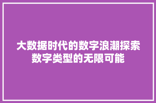 大数据时代的数字浪潮探索数字类型的无限可能