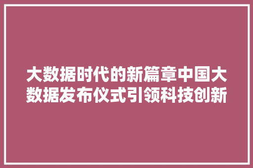 大数据时代的新篇章中国大数据发布仪式引领科技创新风潮