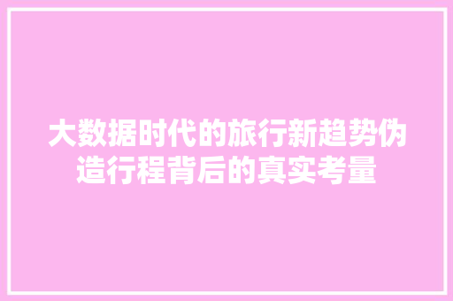 大数据时代的旅行新趋势伪造行程背后的真实考量