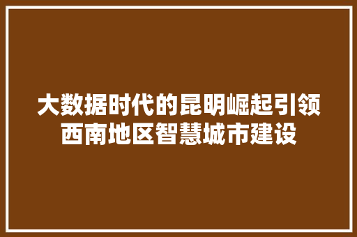 大数据时代的昆明崛起引领西南地区智慧城市建设