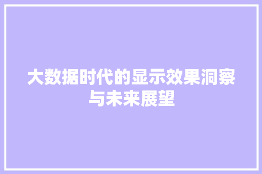 大数据时代的显示效果洞察与未来展望