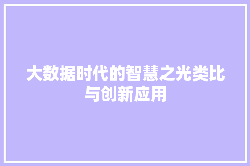 大数据时代的智慧之光类比与创新应用  第1张