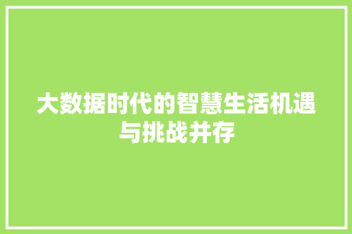 大数据时代的智慧生活机遇与挑战并存  第1张