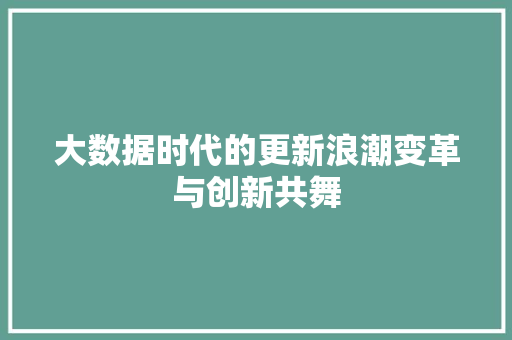 大数据时代的更新浪潮变革与创新共舞