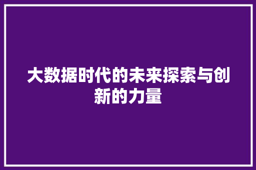 大数据时代的未来探索与创新的力量  第1张