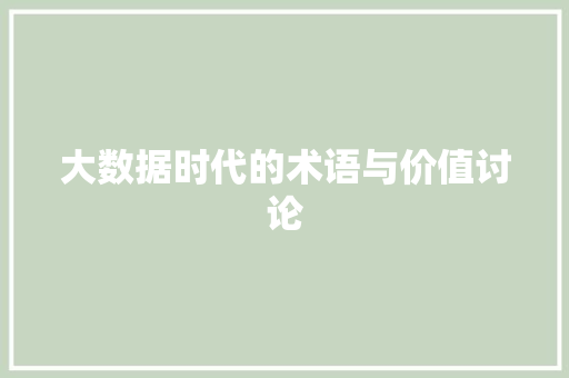 大数据时代的术语与价值讨论