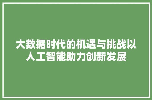大数据时代的机遇与挑战以人工智能助力创新发展  第1张