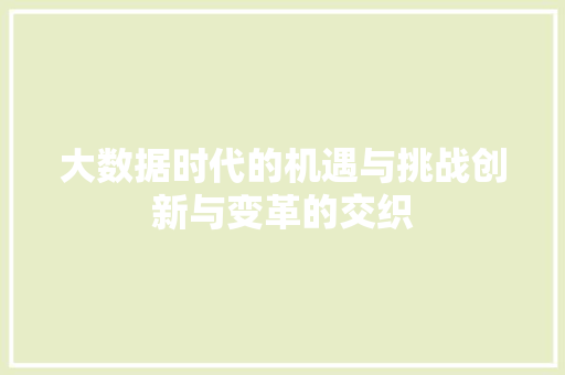 大数据时代的机遇与挑战创新与变革的交织